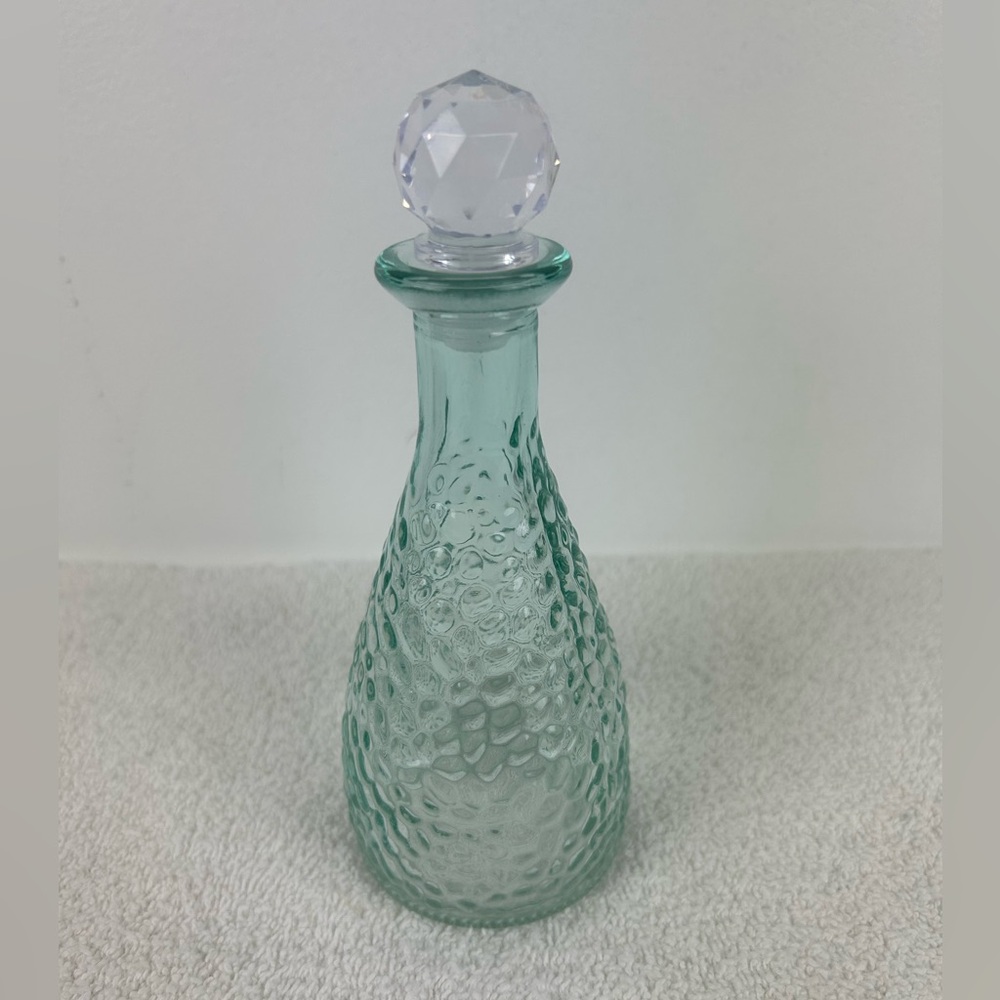 Bubble Glass Jar - Apothecary Bottle Mint/Seafoam Green w/ clear faceted stopper